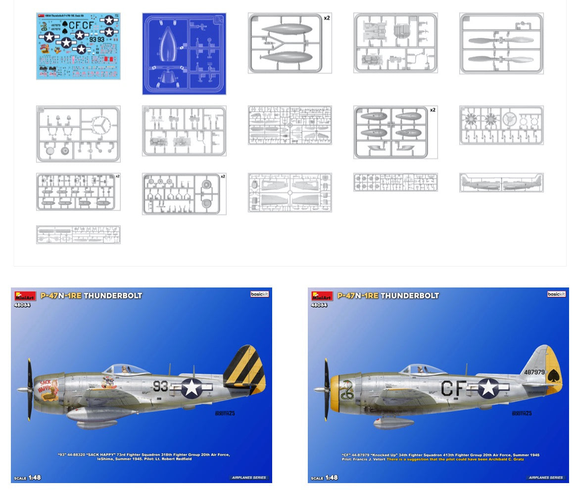 MiniArt 48064 1:48 Republic P-47N-1RE Thunderbolt, Basic Kit.