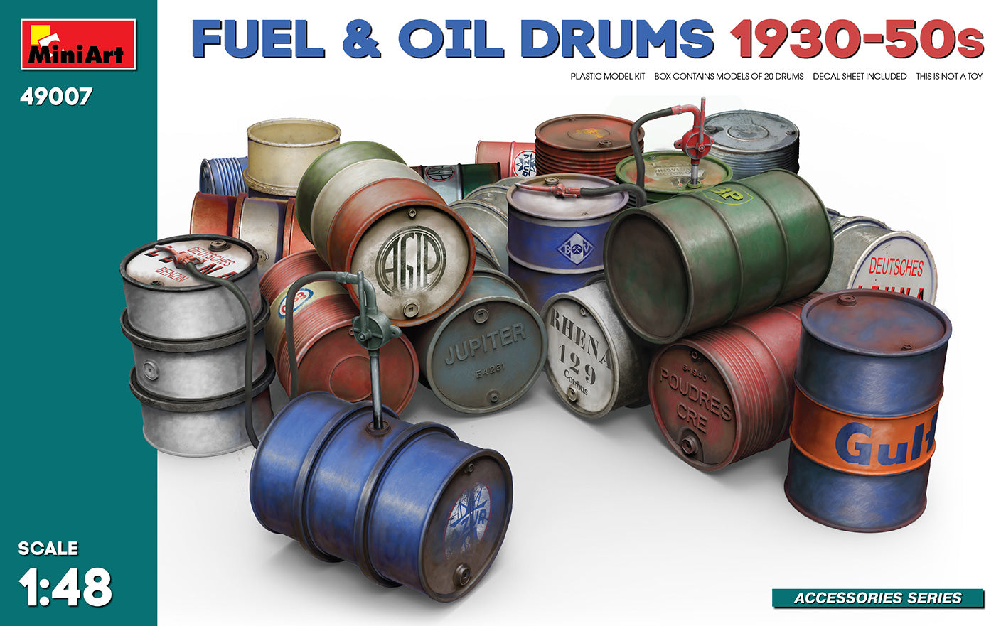 Mini Art 49007 1:48 Fuel And Oil Drums 1930-50s