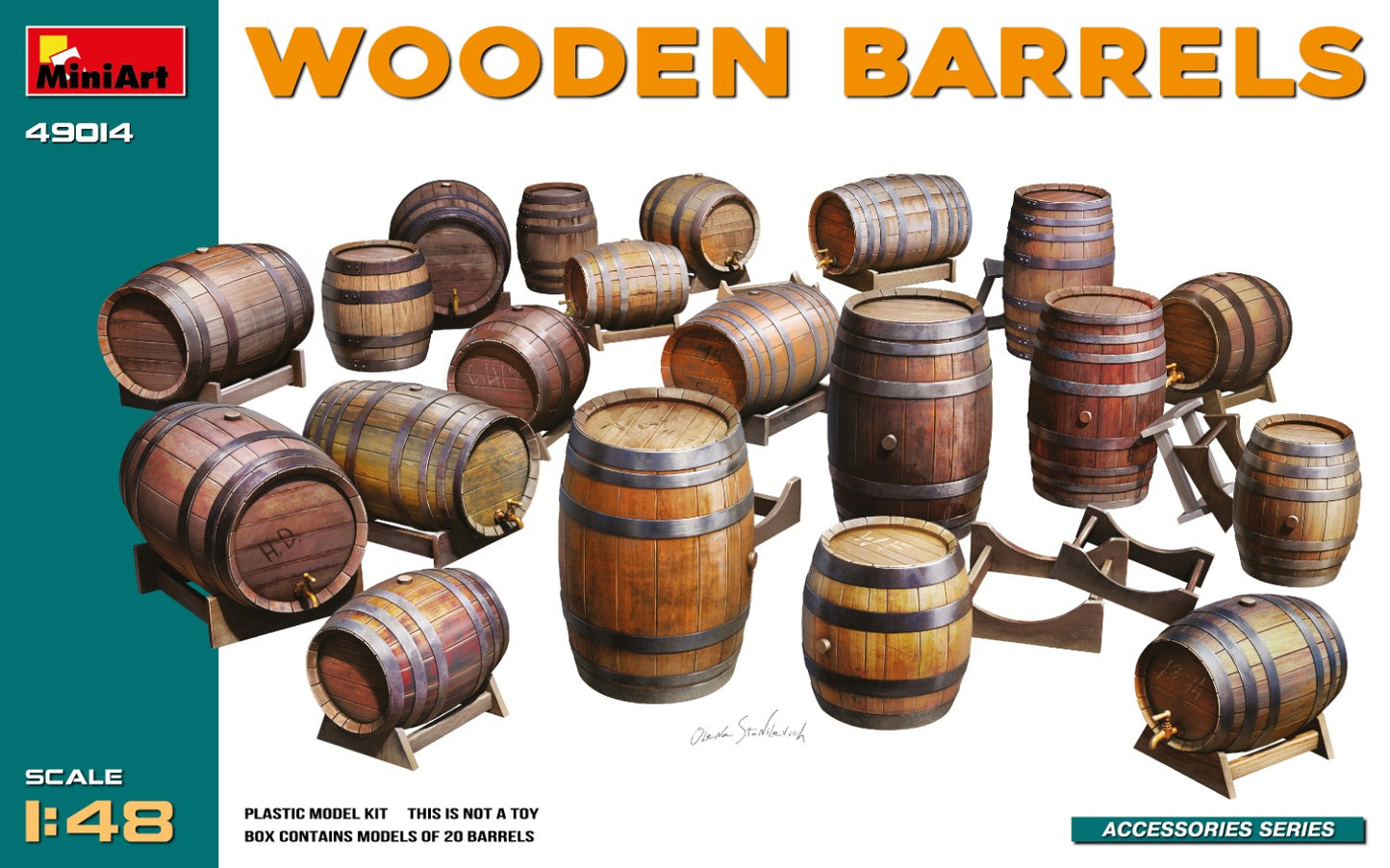 MiniArt 49014 1:48 Wooden Barrels. Assorted sizes