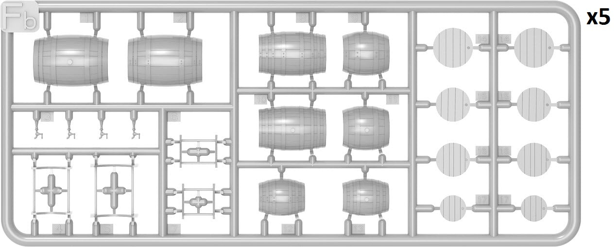 MiniArt 49014 1:48 Wooden Barrels. Assorted sizes