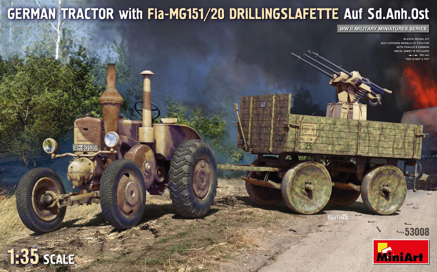 MiniArt 53008 1:35 German Tractor with FIa-MG151/20 Drillingslafette Auf Sd.Anh.Ost