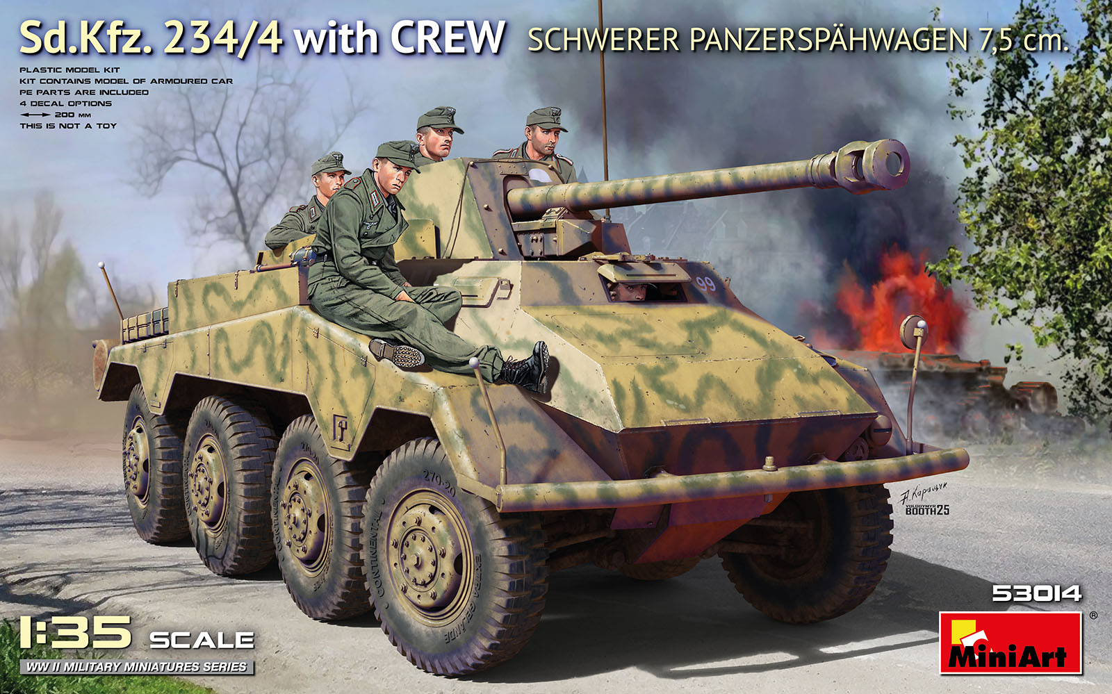 Miniart Modellbausatz KMT-7 Minenräumwalze – Maßstab 1:35, Mit Fotoätzteilen