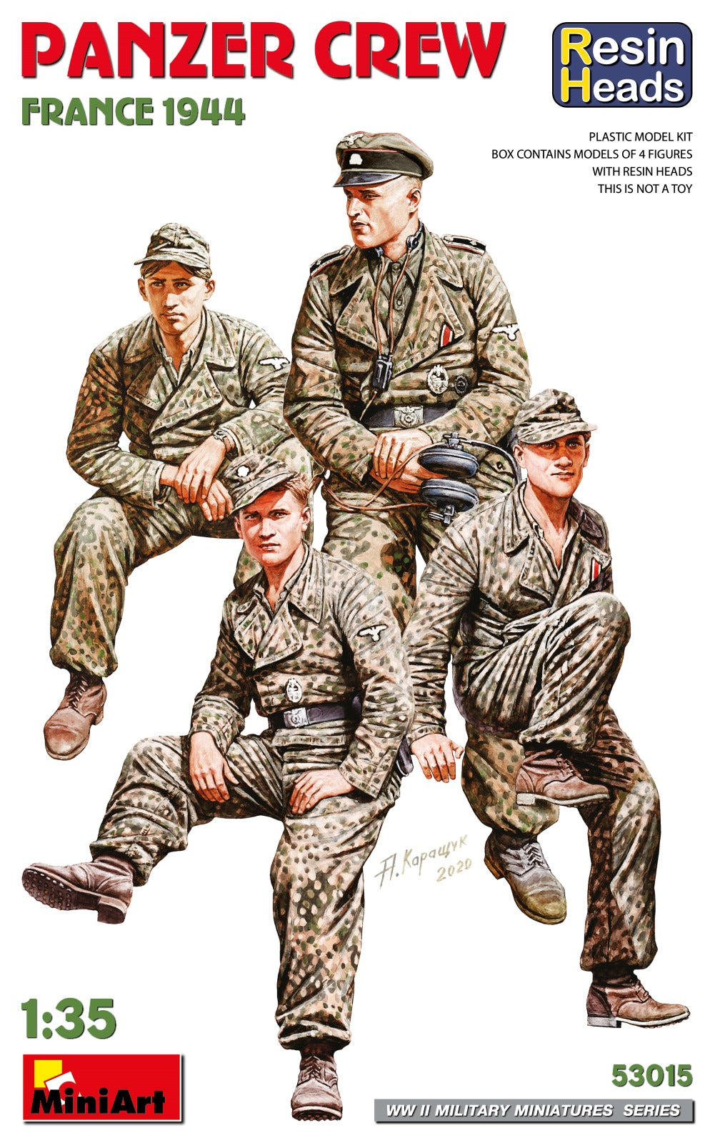 MiniArt 53015 1:35 German WWII Panzer Crew - France 1944 (Resin Heads / 4 figures)