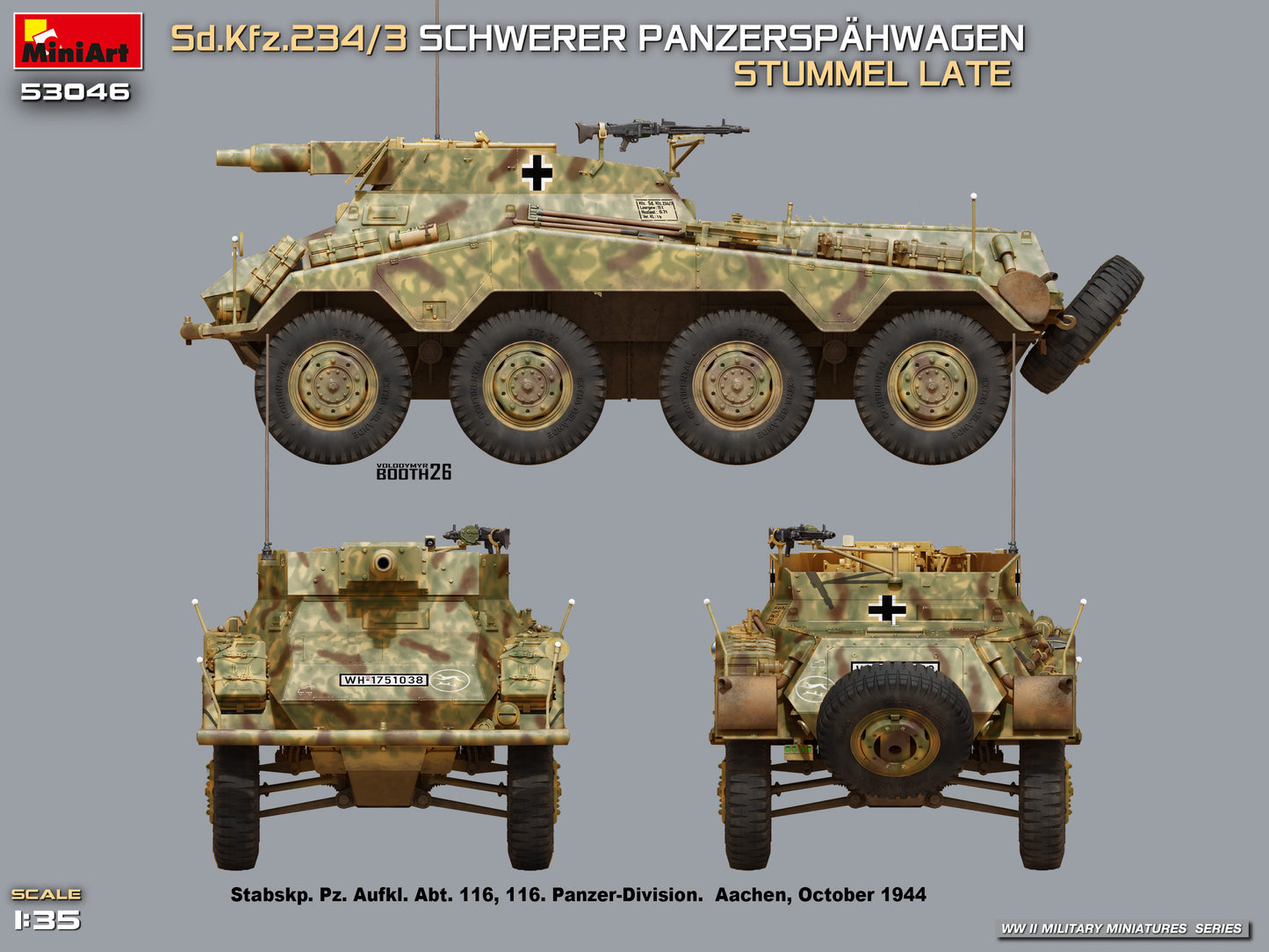 MiniArt 53046 1:35 Sd.Kfz.234/3 Schwerer Panzerspahwagen Stummel Late