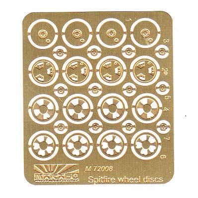 Marabu Design M72008 1:72 Supermarine Spitfire wheel discs--Pe set of wheel discs