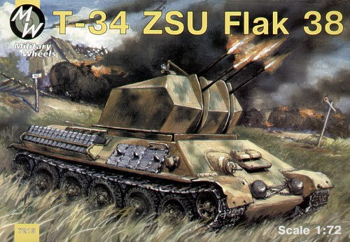 Military Wheels MW7213 1:72 Captured Soviet T-34/85 & Converted into a ZSU Flak 38 Germany 1942