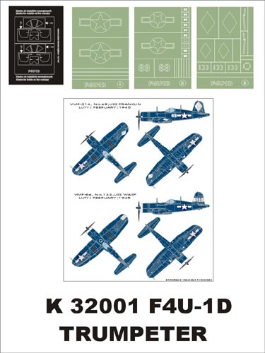 Montex K32001 1:32 F4U-1D Corsair canopy frame paint masks + insignia and markings masks