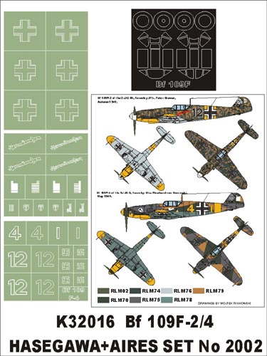 Montex K32016 1:32 Messerschmitt Bf-109F-4 canopy frame paint masks insignia and markings masks