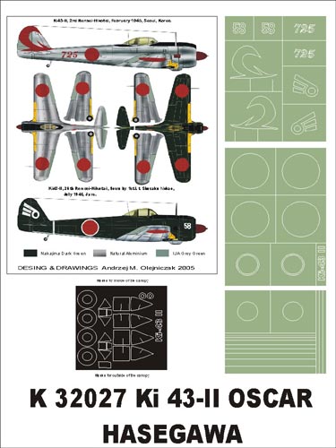 Montex K32027 1:32 Nakajima Ki-43 Mk.II Oscar canopy frame paint masks  + insignia and markings masks
