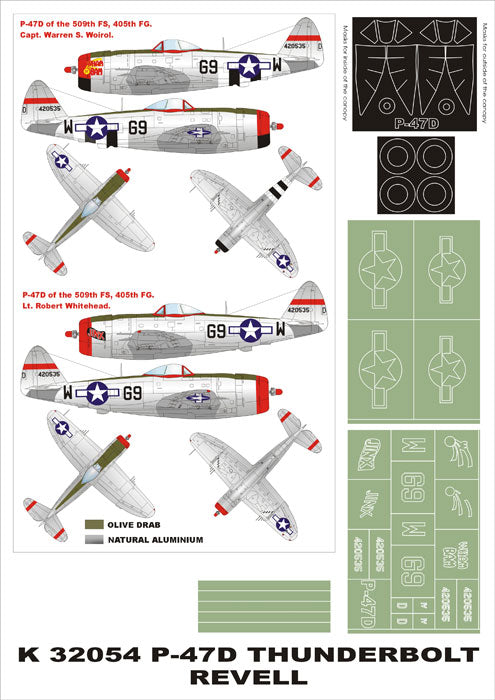 Montex K32054 1:32 P-47D Thunderbolt canopy frame paint masks + insignia and markings masks