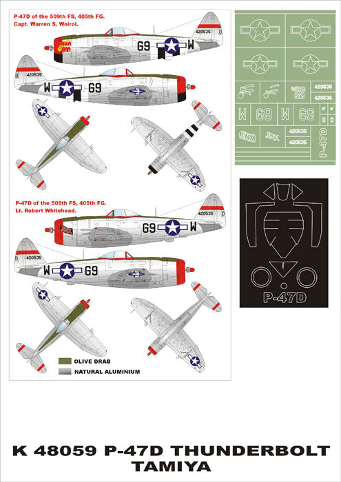 Montex K48059 1:48 P-47D Thunderbolt 1 canopy mask (exterior) + insignia and markings masks