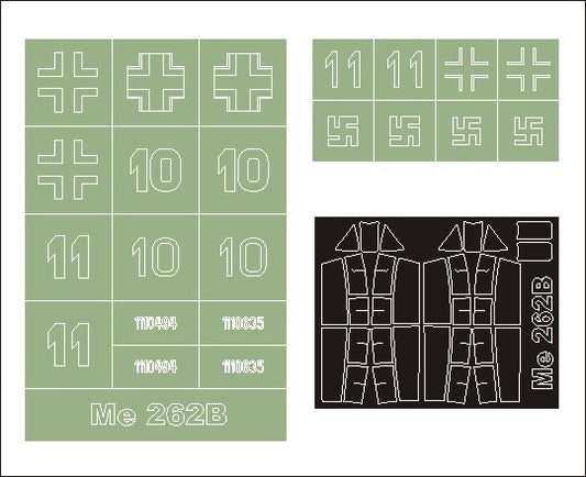 Montex MM32077 1:32 Messerschmitt Me-262B-1 canopy frame paint masks  insignia and markings masks