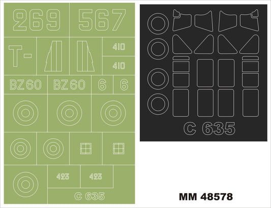 Montex MM48578 1:48 CAUDRON C.635 2 canopy masks + 1 insignia masks