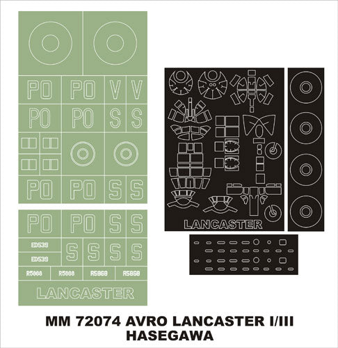 Montex MM72074 1:72 Avro Lancaster B.I/III 1 canopy frame paint masks  insignia