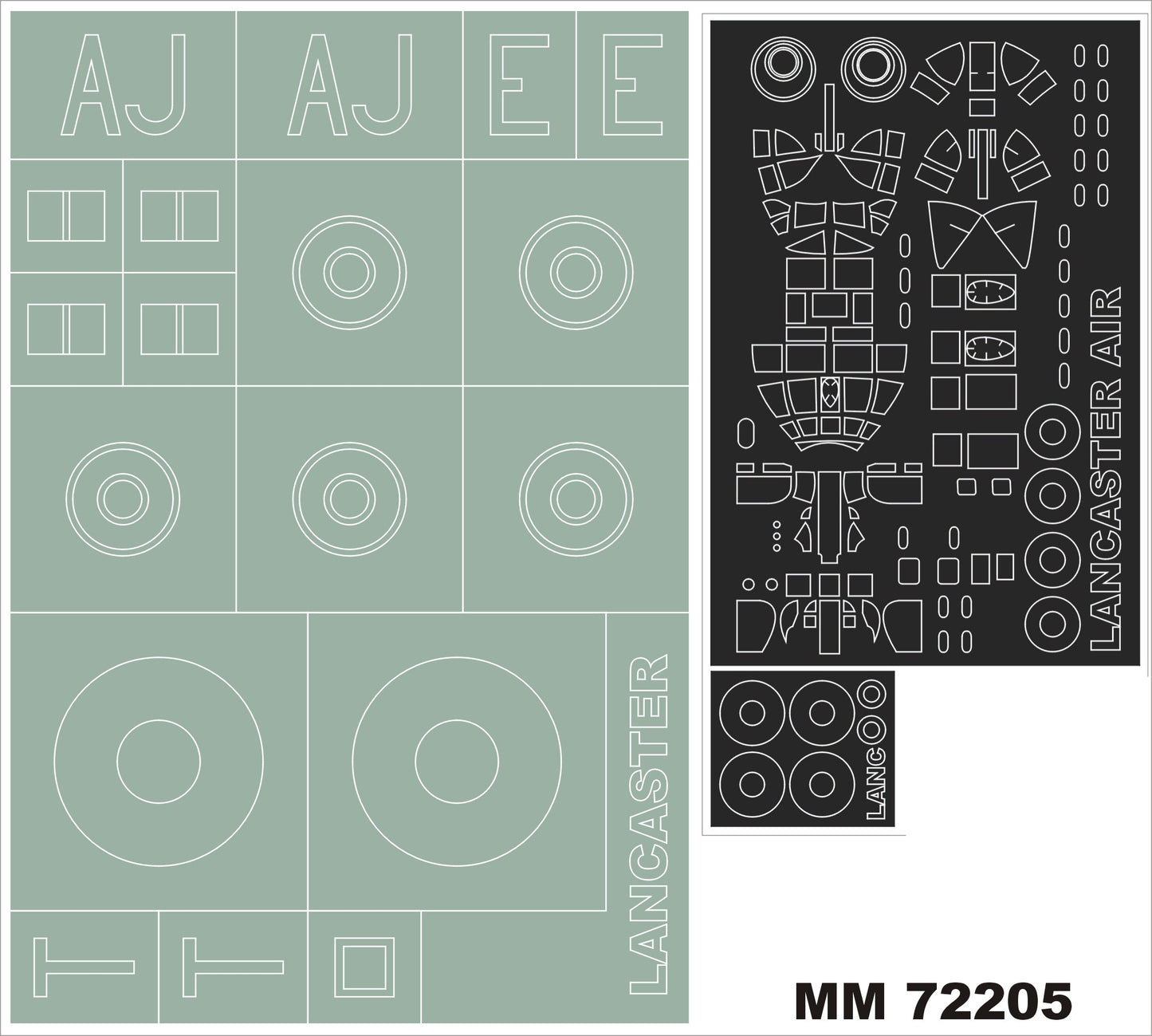 Montex MM72205 1:72 Avro Lancaster B.I/III 'Dambuster' 1 canopy frame paint masks+ insignia and markings masks