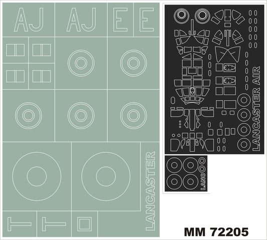 Montex MM72205 1:72 Avro Lancaster B.I/III 'Dambuster' 1 canopy frame paint masks+ insignia and markings masks