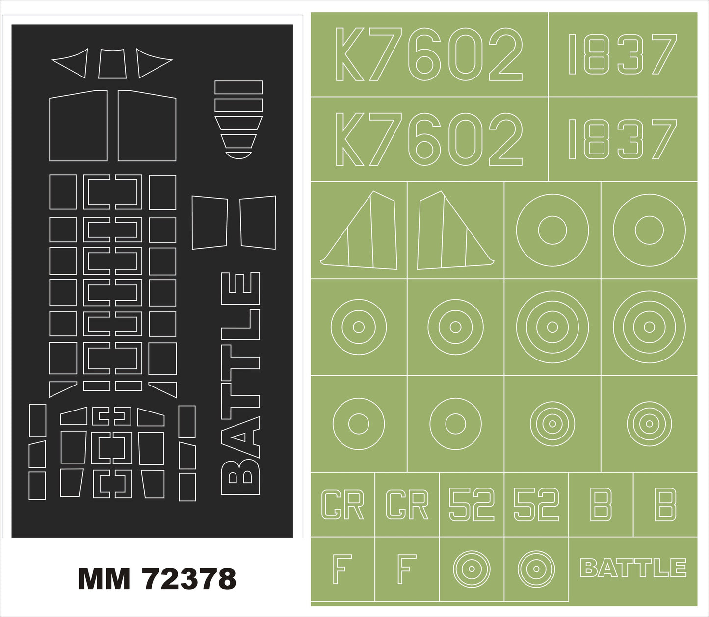 Montex MM72378 1:72 FAIREY BATTLE Canopy masks(outside) + 1 insignia masks