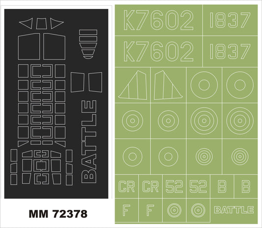 Montex MM72378 1:72 FAIREY BATTLE Canopy masks(outside) + 1 insignia masks