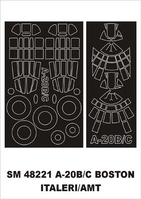 Montex SM48221 1:48 Douglas A-20B Boston canopy frame paint masks