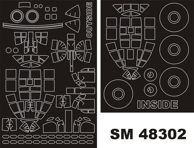 Montex SM48302 1:48 Avro Lancaster B.I/III canopy frame paint masks (inside and outside)