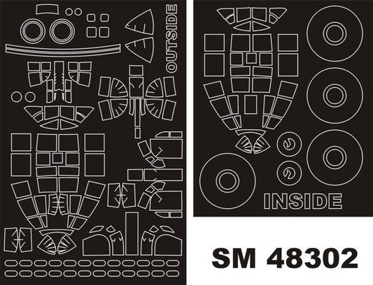 Montex SM48302 1:48 Avro Lancaster B.I/III canopy frame paint masks (inside and outside)