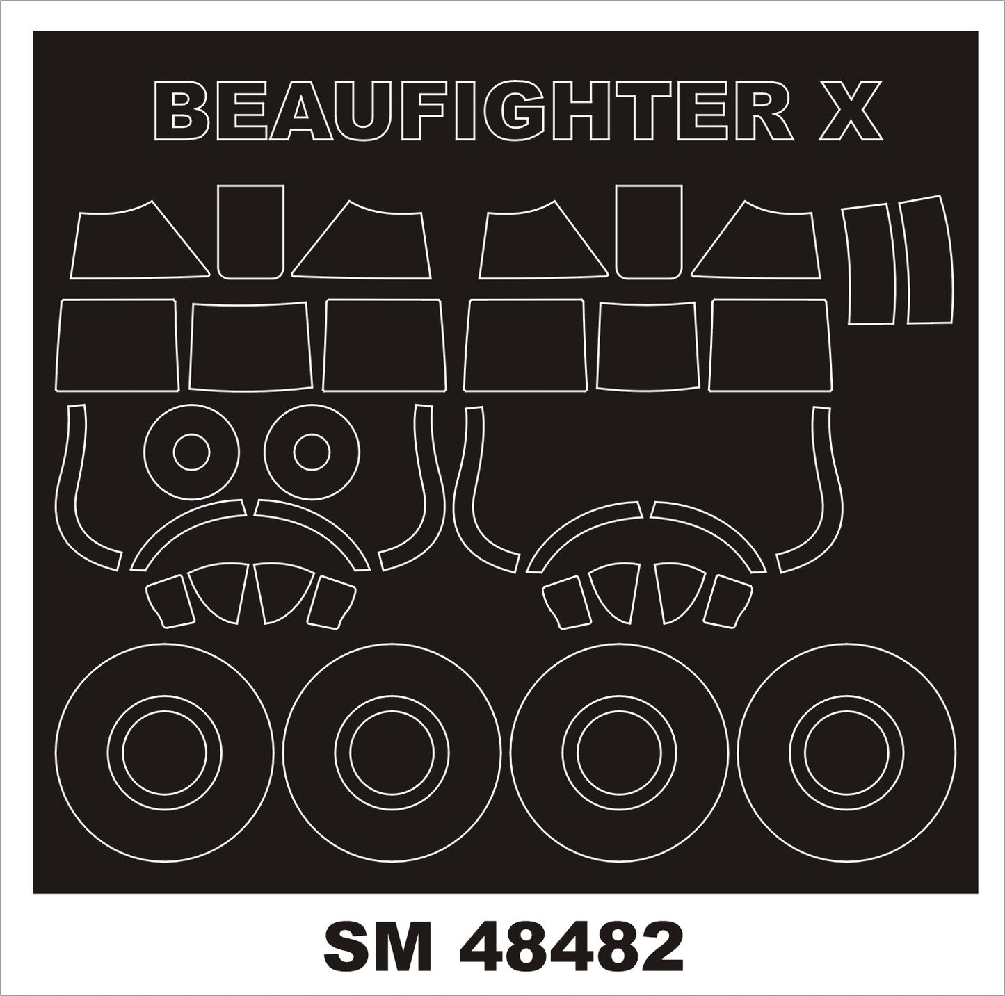Montex SM48482 1:48 Bristol Beaufighter TF Mk.X canopy frame paint mask