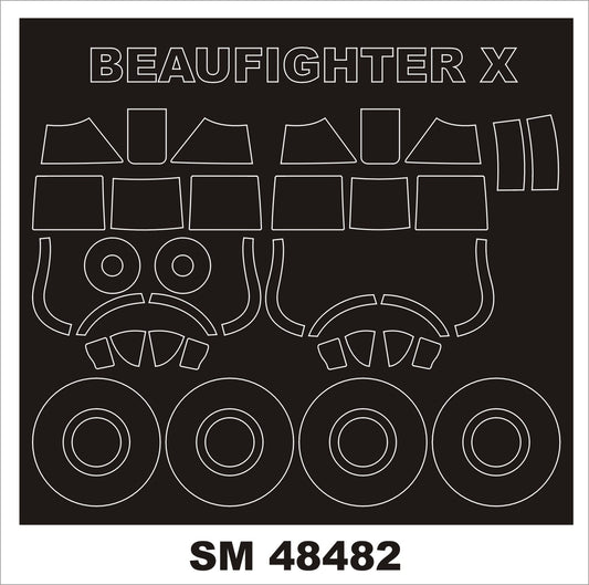 Montex SM48482 1:48 Bristol Beaufighter TF Mk.X canopy frame paint mask