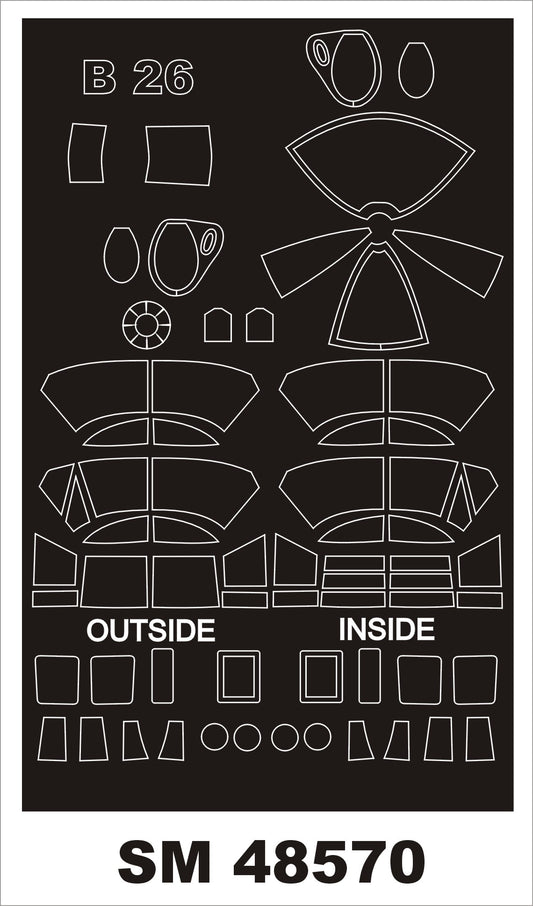 Montex SM48570 1:48 Martin B-26B MARAUDER canopy frame paint masks (inside and outside)