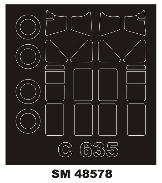 Montex SM48578 1:48 Caudron C.635 wheels and canopy frame paint mask