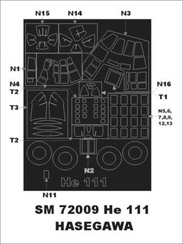 Montex SM72009 1:72 Heinkel He-111 canopy frame paint mask (outside only)