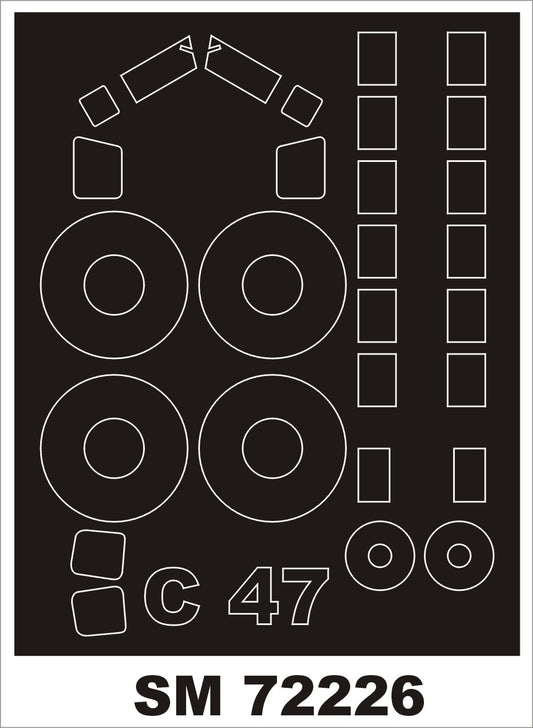 Montex SM72226 1:72 Douglas C-47 Skytrain New Tooling canopy frame paint masks