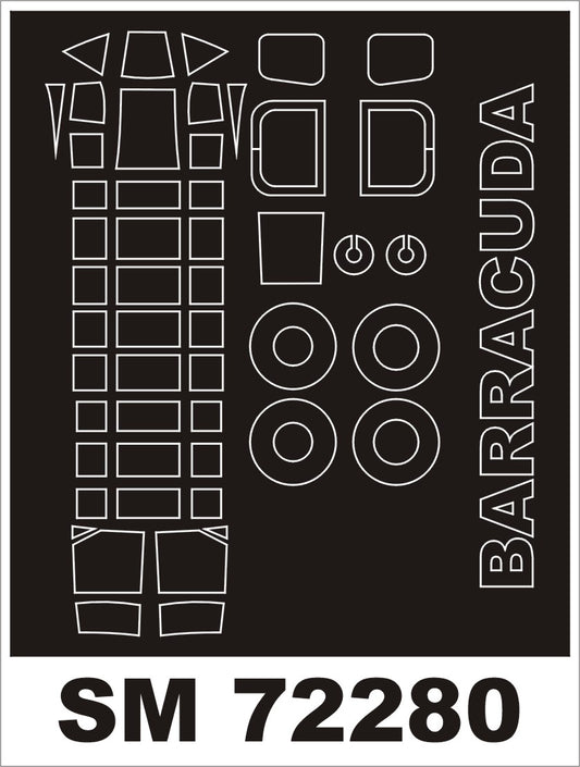 Montex SM72280 1:72 Fairey Barracuda Mk.II (outside canopy frame mask)