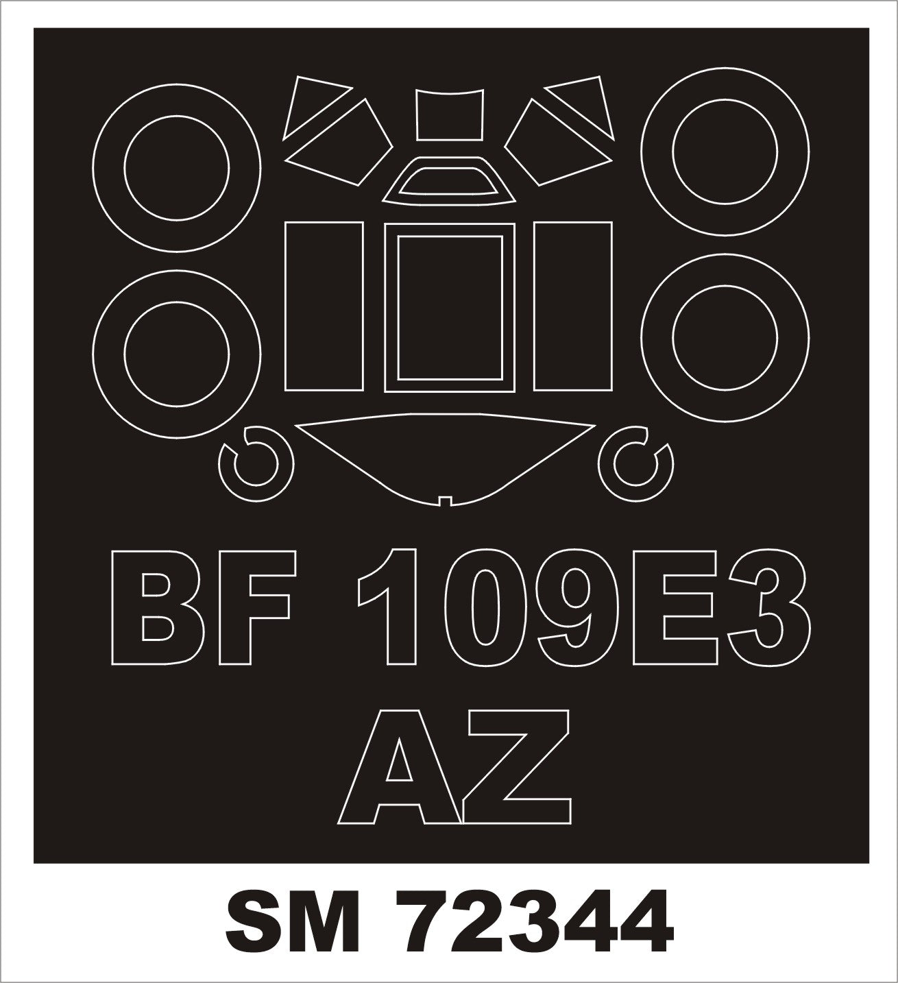 Montex SM72344 1:72 Messerschmitt Bf-109E-1/Bf-109E-3 canopy frame paint masks