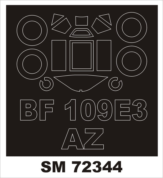 Montex SM72344 1:72 Messerschmitt Bf-109E-1/Bf-109E-3 canopy frame paint masks