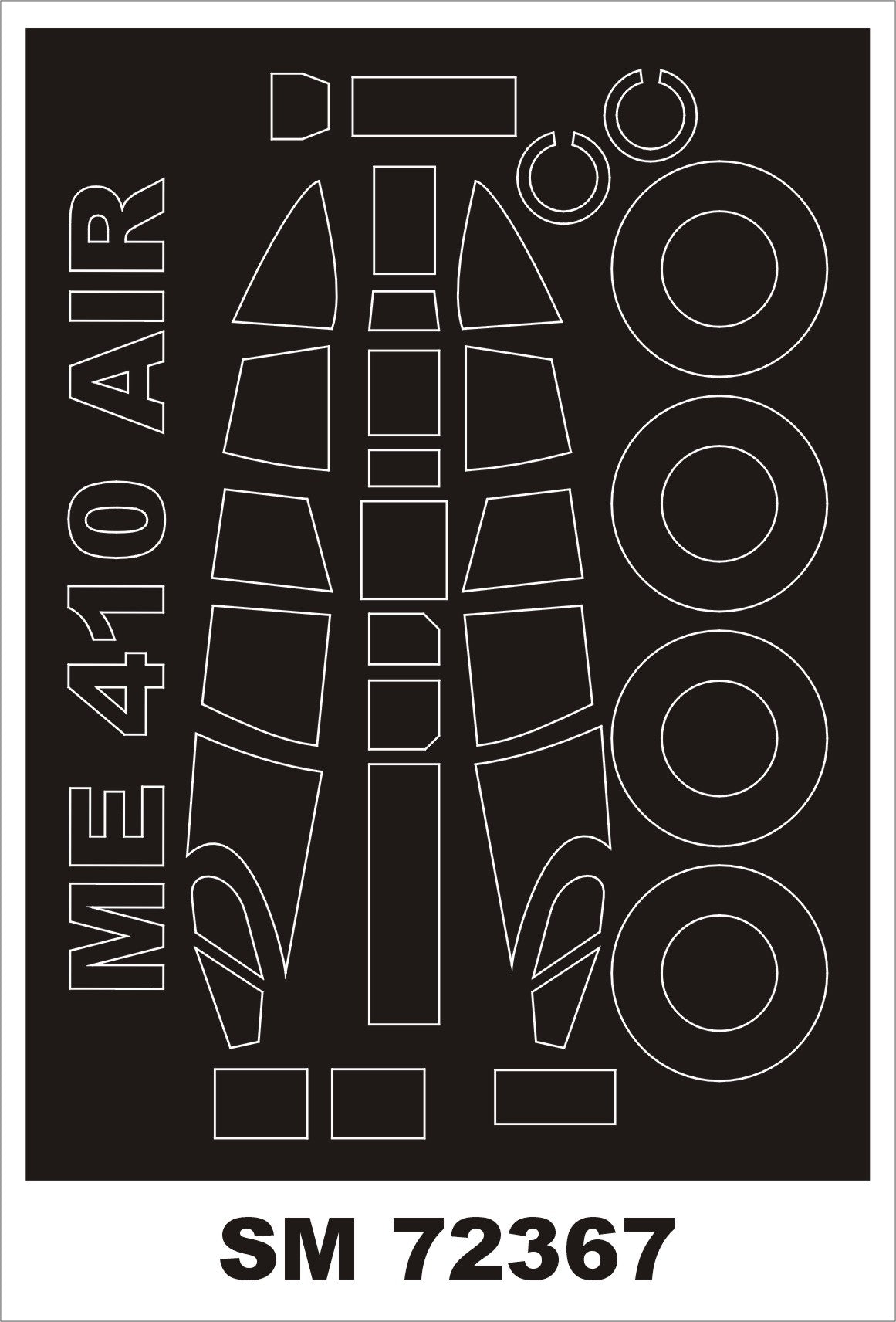 Montex SM72367 1:72 Messerschmitt Me-410A-1/U-2 canopy frame paint masks (outside only)