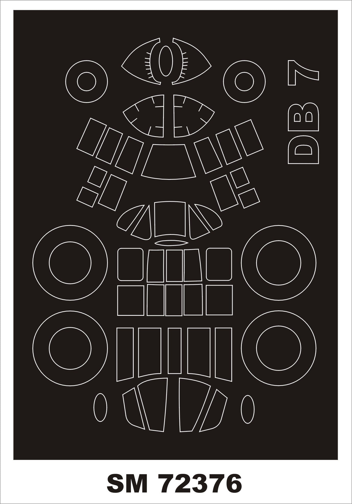 Montex SM72376 1:72 DB-7	canopy frame paint mask (outside only)