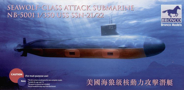 Bronco Models NB5001 1:350 UDD SSN-21/22 Sea Wolf Attack Class Submarine