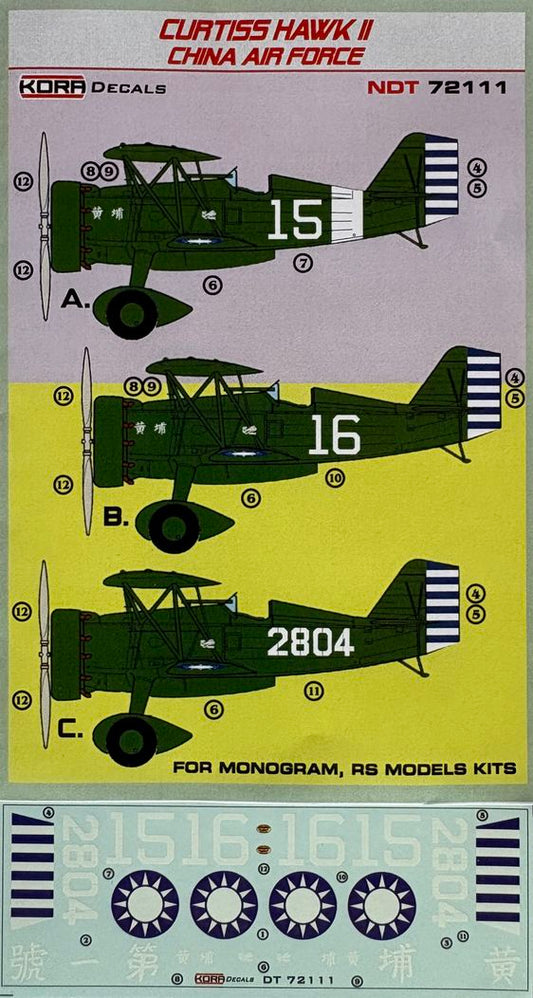 Kora NDT72111 1:72 Curtiss Hawk II China Air Force.