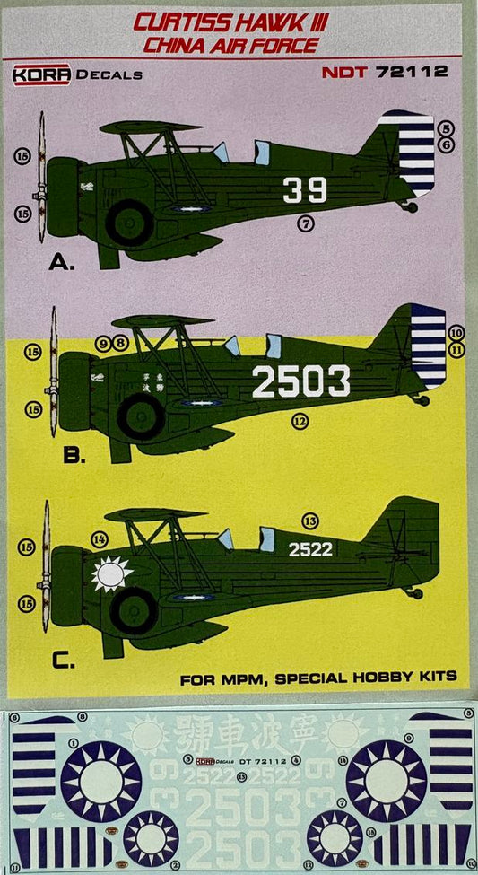 Kora NDT72112 1:72 Curtiss Hawk III China Air Force.