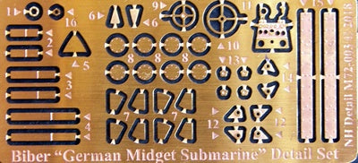 NH Detail NHM72003 1:72 'Biber' German Midget Submarine Detail Set