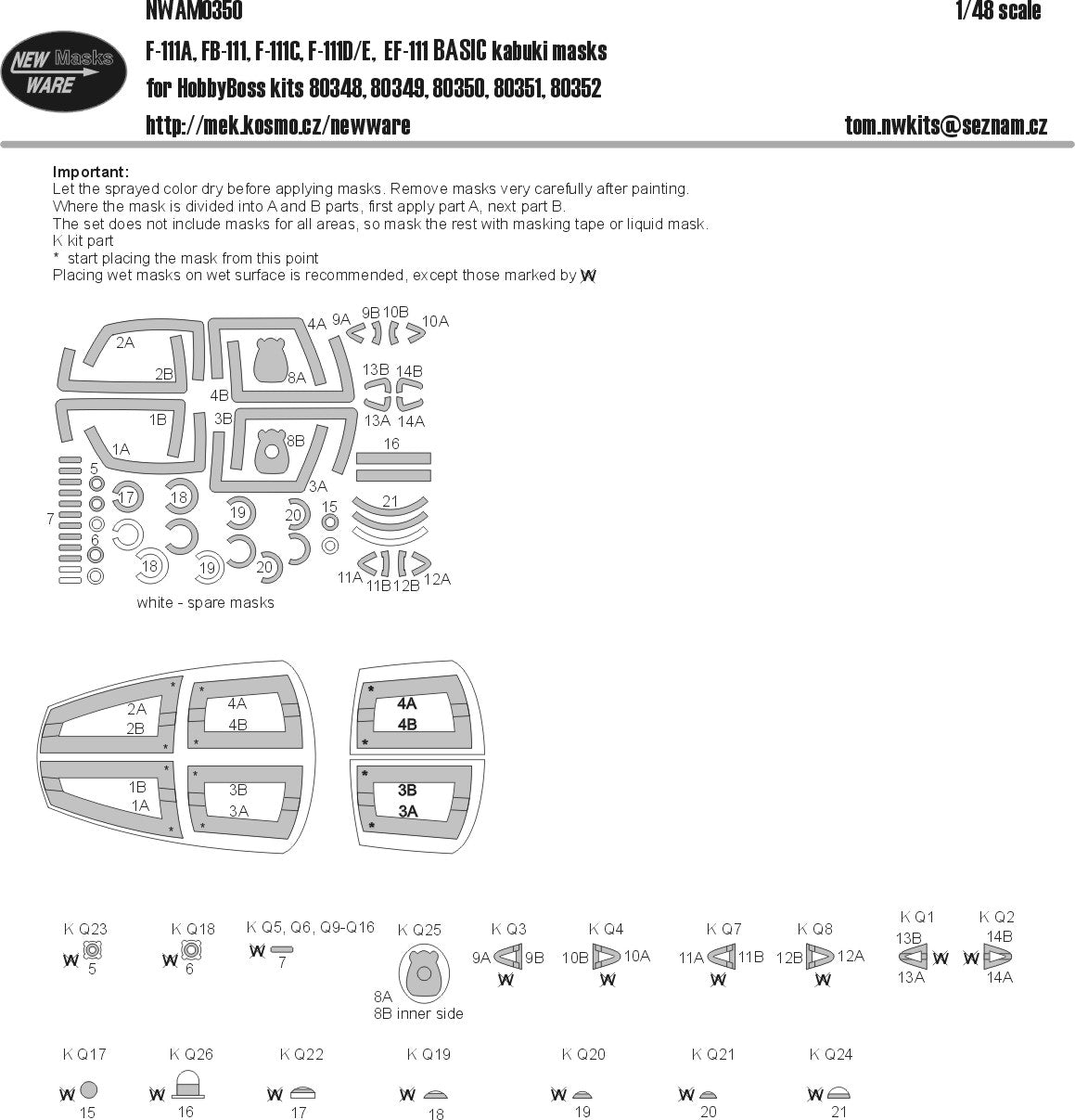 New Ware NWAM0350 1:48 General-Dynamics F-111 BASIC kabuki masks