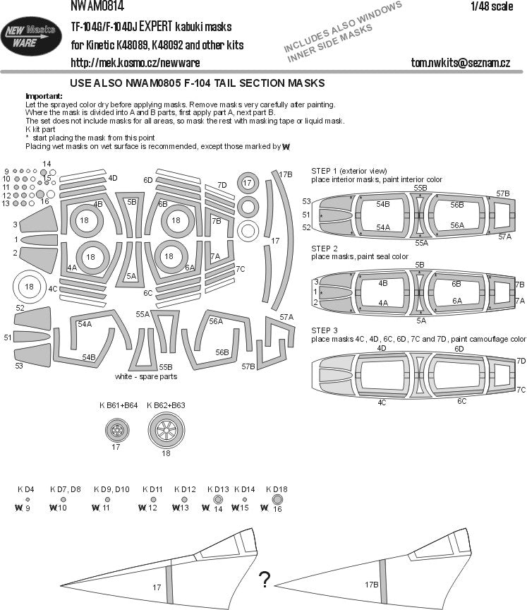 New Ware NWAM0814 1:48 TF-104G/F-104DJ EXPERT kabuki masks