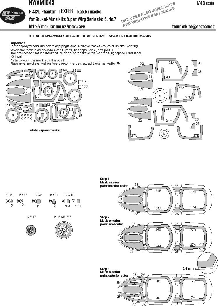 New Ware NWAM1043 1:48 F-4C/D Phantom II EXPERT kabuki masks