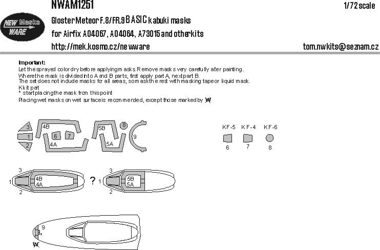 New Ware NWAM1251 1:72 Gloster Meteor F.8/FR.9 BASIC kabuki masks