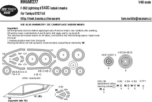 New Ware NWAM1277 1:48 Lockheed-Martin F-35C LightningII BASIC kabuki masks