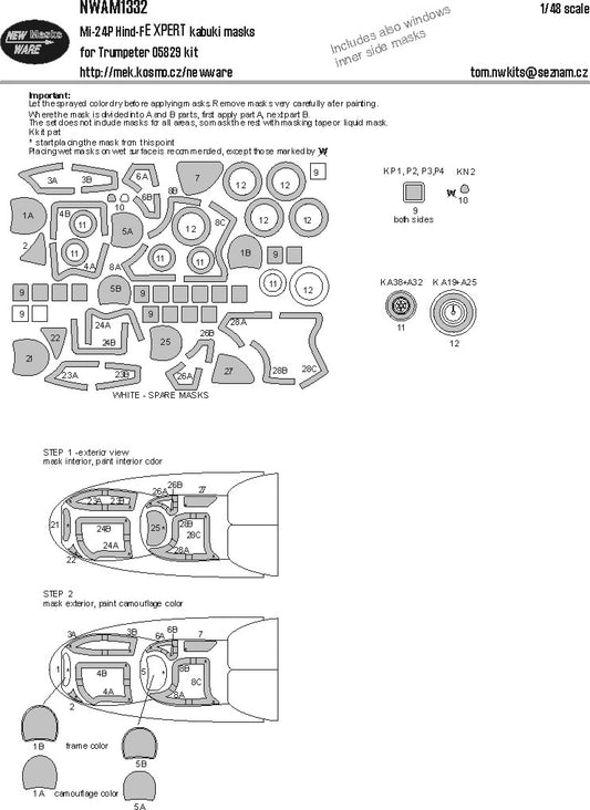 New Ware NWAM1332 1:48 Mil Mi-24P Hind-F EXPERT kabuki masks