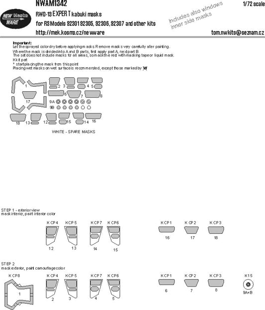 New Ware NWAM1342 1:72 RWD-13 EXPERT kabuki masks