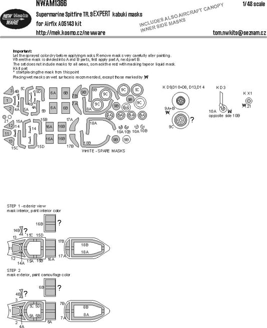 New Ware NWAM1366 1:48 Supermarine Spitfire TR.9 Expert