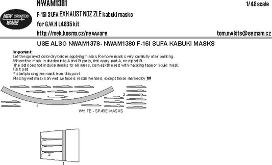 New Ware NWAM1381 1:48 Lockheed-Martin F-16i exhaust nozzle set of kabuki