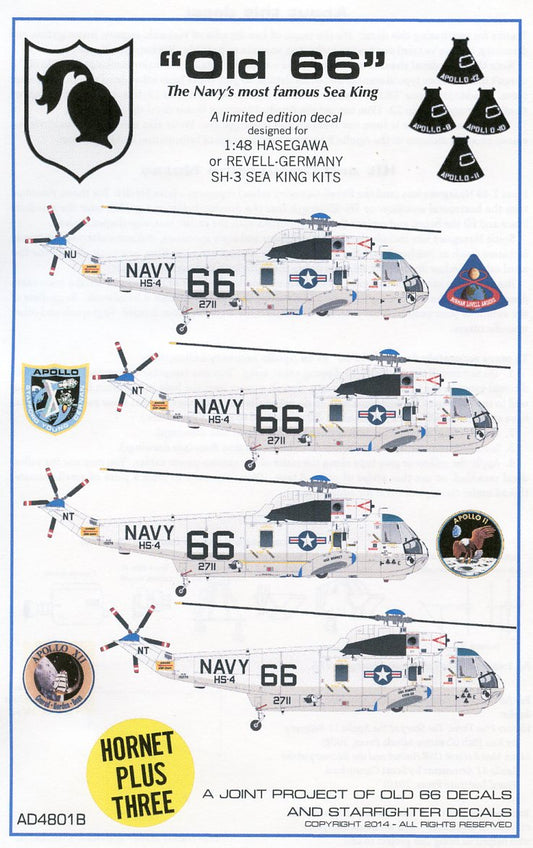Old 66 Decals AD4801B 1:48 'Old 66' an Sikorsky SH-3D used for the Apollo Astronaut post mission recovery